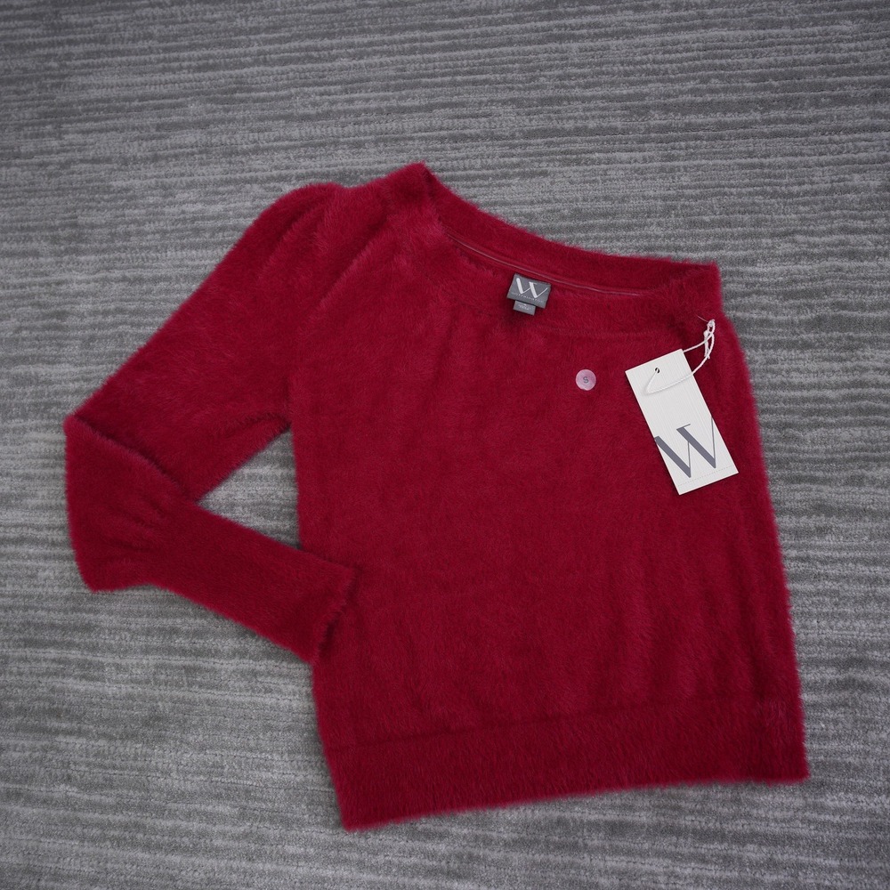 Worthington Womens One Shoulder Eyelash Knit Sweater Luxury Red Small NWT
